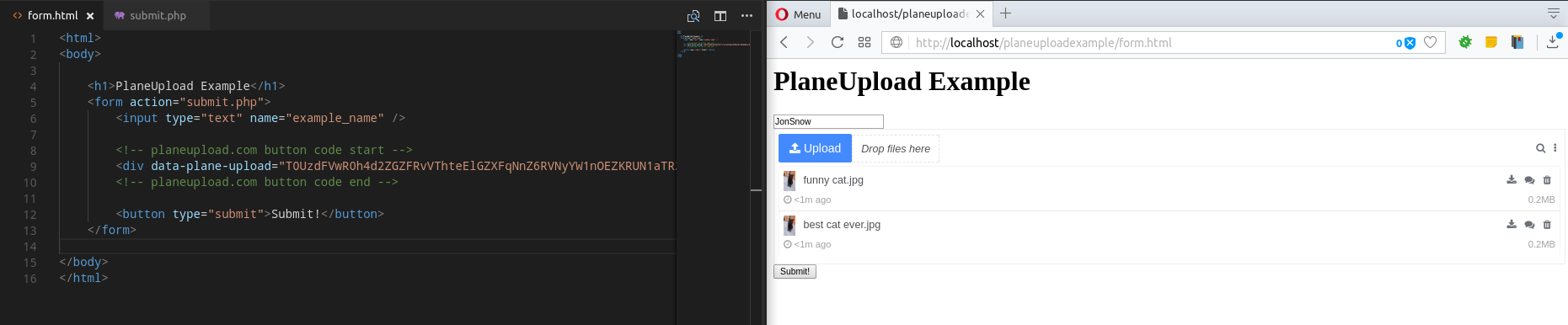 Attachment PHP code, and upload button preview
